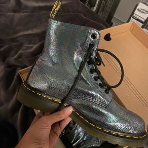Dr. Martens Women’s 1460 Pascal Grey/Teal Sparkle